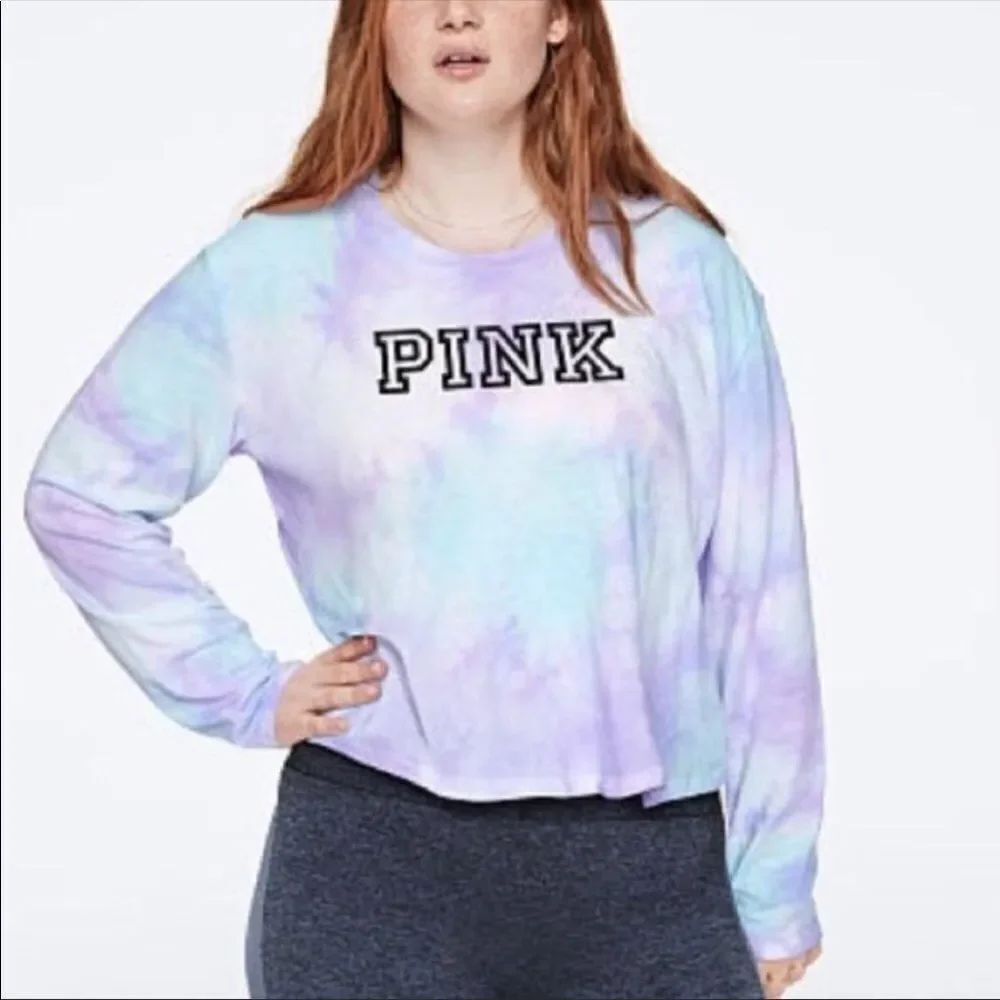 VICTORIA’S SECRET PINK | Tie Dye Long Sleeve Cropped Tee Small